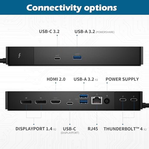 WD22TB4 Dell Thunderbolt 4 Docking Station, USB-C/USB-A Dock WD22TB4, 180W Power Adapter, with FKA HDMI and DP Cable, Support Dual/Triple Monitor & 4K Displays, New - 3 Year Warranty - Image 2