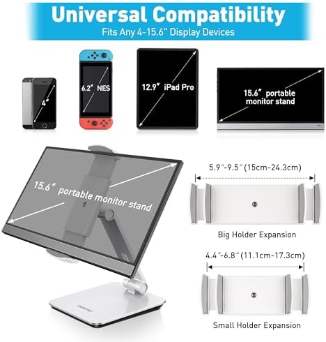 AboveTEK Business Kiosk Aluminum Tablet iPad Stand, 360° Swivel Tablet & Phone Holders for Any 4"-15.6" Display Tablets/Cell Phones/Portable Monitor, Sturdy for Store POS Office (Silver) - Image 2
