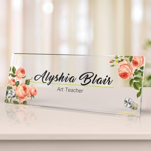 Personalized Acrylic Office Desk Name Plate with Standoff Barrels by nyareka