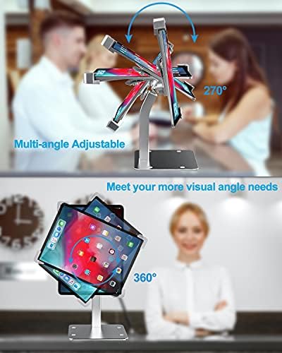 iPad Kiosk Stand, Anti-Theft Tablet POS Holder Desk Mount with Security Lock & Key, Heavy Duty Base & 360° Rotation for 9–14" iPad Pro, Air, Galaxy Tab for Countertop, Retail, Business Displays - Image 4