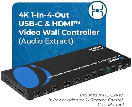 OREI 4K Video Wall Controller for Multi-Screen Display with HDMI and USB-C Inputs, 4K@60Hz Input and 1080p Output, 180° Rotation, RS-232 Control and Optical Audio Output - Image 6