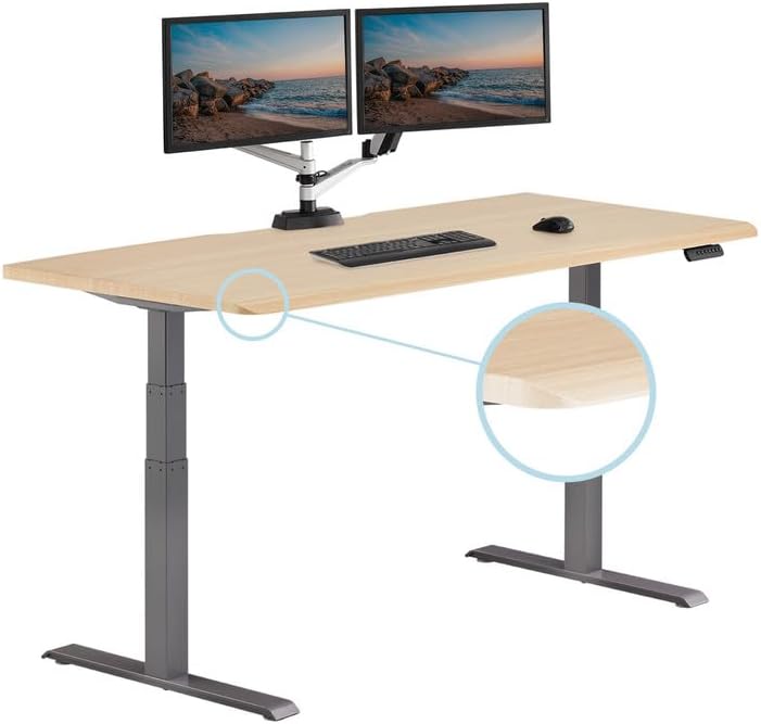 Vari ComfortEdge Electric Standing Desk – 72x30 – Light Wood/Slate by Unknown