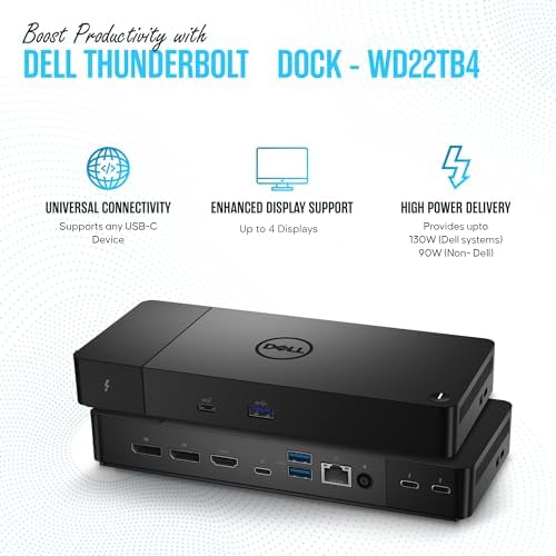 WD22TB4 Dell Thunderbolt 4 Dock, 40Gbps Docking Station USB-C USB-A - Image 3