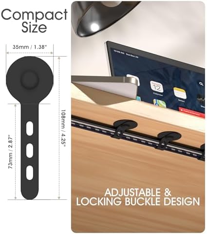 Cable Management Under Desk, Adhesive Cable Ties, 10Pack-Black - Image 2