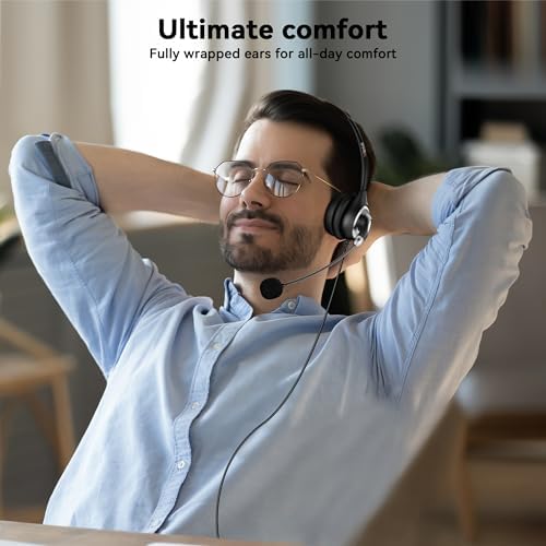 Wantek USB Headset with Microphone for PC, Computer Headset with Noise Canceling Microphone with Mute for Home Office Online Skype Zoom Meetings - Image 3