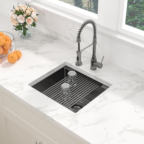 Sarlai 21 Black Undermount Sink 21"x19" Bar Pre Sinks Workstation Stainless - Image 3