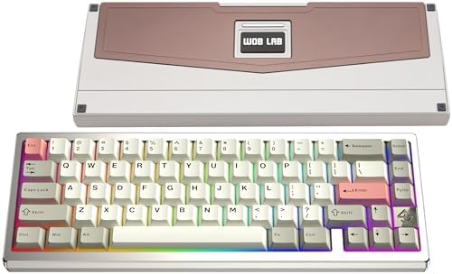 KEEBMONKEY WOBKEY Zen 65 65% Quick Release Wireless Mechanical Keyboard with RGB, CNC Aluminum Case, Hot-Swappable, VIA Support, BT/2.4G/USB-C Gaming Keyboard for Mac/Windows (Ultra Warm Silver) by KEEBMONKEY