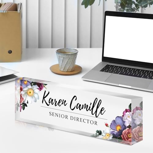 Custom Office Name Plate for Desk - Name Plate Personalized Gifts for Coworkers, Boss, Teacher, Social Worker - Acrylic Office Desk Decor for Women Men - Employee Appreciation Gifts (white purple) - Image 7