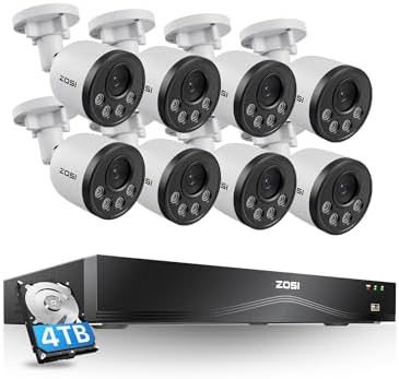 ZOSI 16CH 4K PoE Security Camera System, 8X 8MP Audio Metal Cams, 4TB HDD by ZOSI