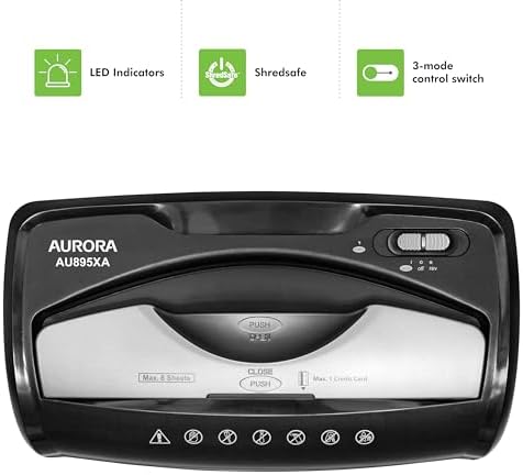 Aurora AU895XA 8-Sheet Professional Cross-Cut Paper and Credit Card Shredder - Image 5