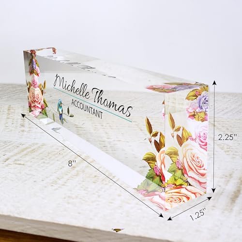 ARTBLOX Personalized Acrylic Desk Name Plate, Orange Roses Design - Image 4