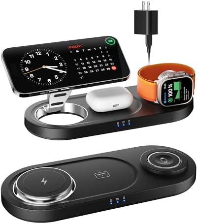 Foldable 3 in 1 Wireless Charging Station for Apple Mag-Safe Charger Stand by moencase