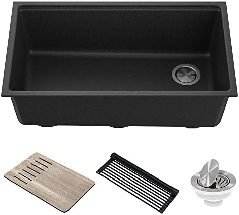 KRAUS Metallic Black 32 in Undermount Granite Kitchen Sink KGUW2-33MBL by Unknown