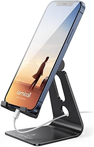Lamicall Aluminum Cell Phone Stand, Adjustable Desk Phone Holder for iPhone by Lamicall
