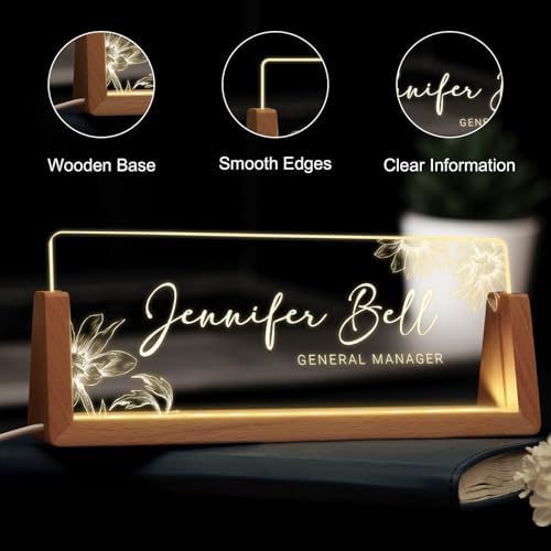 Custom Name Plate for Desk, Personalized Light Up Acrylic Desk Name Plate, Personalized Office Gifts for Boss Coworkers Teacher, Employee Appreciation GIfts, Office Decor for Women Men - Image 4