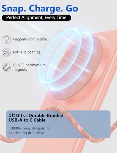 for Magsafe Charger - Magnetic Wireless Charger for iPhone 12-17, Pink - Image 3