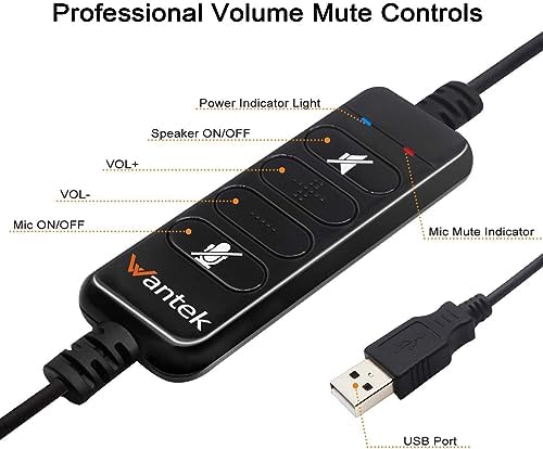 Wantek USB Headset with Microphone Noise Cancelling and in-line Controls, PC Headphone for Skype SoftPhone UC Business Call Center, Crystal Clear Chat, Super Lightweight, Ultra Comfort (UC600) - Image 4