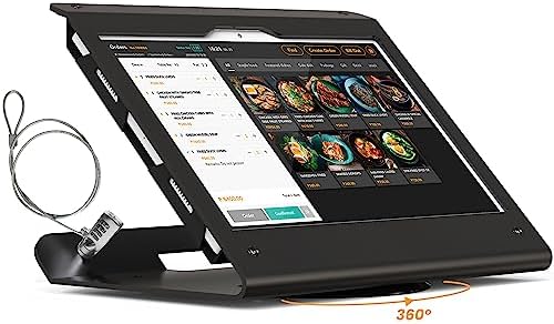 Tablet Stands Compatible with 11" Samsung Galaxy Tab A11+, Tab A9+, Heavy Duty Steel with 360° Swivel Base, Include Anti-Theft Cable Lock - BSC102BJ by Beelta
