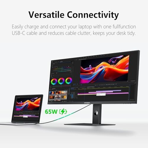 INNOCN 40 Inch 5K 5120 x 2160p Ultrawide Monitor for Laptop, 21:9, 100Hz, IPS, HDMI, DP, FreeSync, HDR400, USB-C, DeltaE＜2, Built-in Speakers, Height Adjustable, Black - 40C1U - Image 3