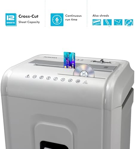 Aurora Anti-Jam 12-Sheet Cross-Cut Paper/CD and Credit Card Shredder with 4 Gallon Pullout Basket/Security Level P-4 - Image 3