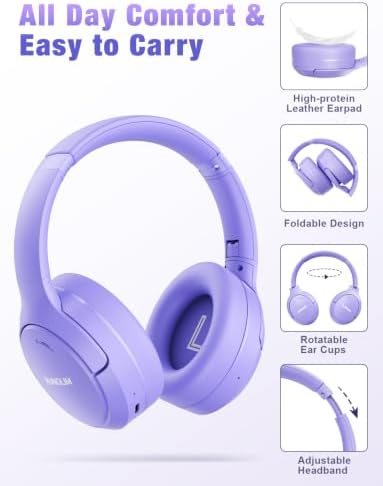 RUNOLIM Active Noise Cancelling Headphones, Wireless Bluetooth Over Ear - Image 5