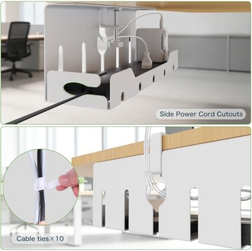 KEEGH Under Desk Cable Management Tray 16 in, Cable Organizer Tray, White - Image 6