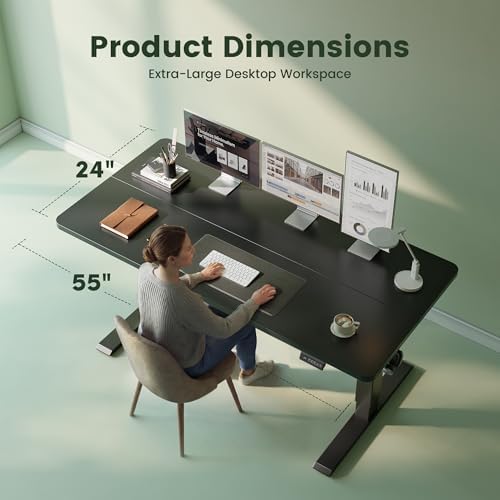 CubiCubi 55 x 24 Electric Standing Desk, Height Adjustable, Black - Image 3