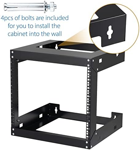 9U Wall Mount Rack Open Frame 19 Inch Server Equipment 2 Post Network Cabinet 18 inches Depth Black by Tedgetal - Image 5