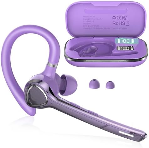 Bluetooth Headset, Single-Ear ENC Mic, Mute Button, 90H Hands-Free Earpiece by Unknown