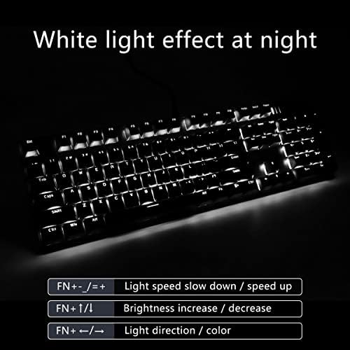 Merdia Brown Switch Black Full Size Mechanical Gaming Keyboard | 104 Keys US Layout Ice Blue Backlit Wired PC Gaming Keyboards | Hot Swappable LED Backlit Wired Mechanical Computer Keyboards - Image 5