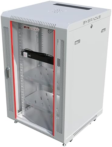 Sysracks 18U Gray Wall Rack Mount Server 18" Deep Network Cabinet, Server Rack with Fan, Removable Side Panels, Locking Glass Door 19" Computer Cabinet Enclosure Network Rack Case 18.450 - Image 3