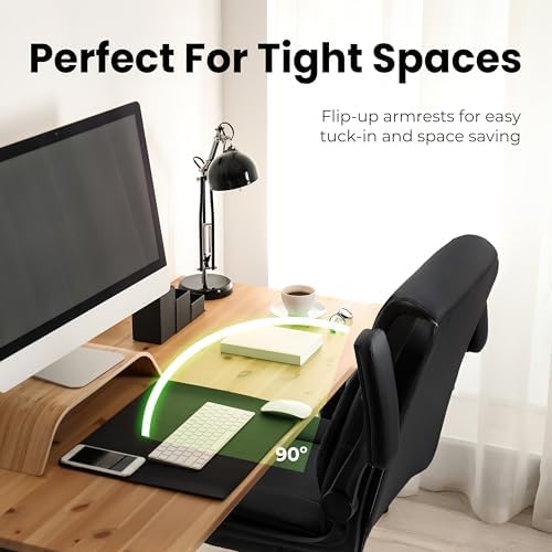 NEO CHAIR PU Leather Office Desk Chair with Adjustable Arms, All Black - Image 7