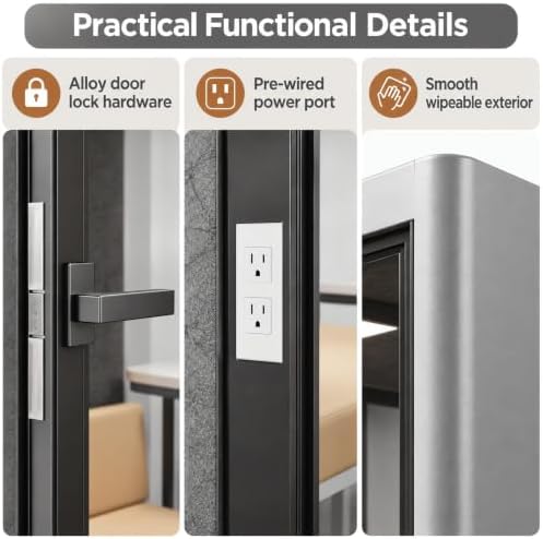 Soundproof Office Pod with 4 Person Glass Design (Silver) - Image 4