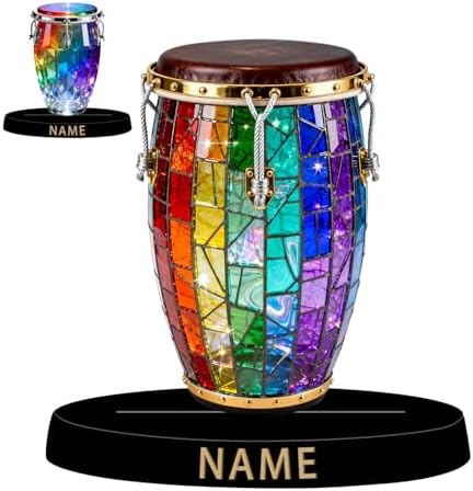 Personalized Acrylic Conga Drum Decoration - Stained Glass Style Colorful Figurine with Custom Name Plate, Music Desktop Ornament Gifts for Percussionist Musicians Drum Lovers & Collectors by Unknown