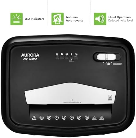 Aurora AU1235MA Professional Grade 12-Sheet High Security Micro-Cut Paper and Credit Card Shredder/ 20 Minutes Run/Security Level P-5 - Image 5