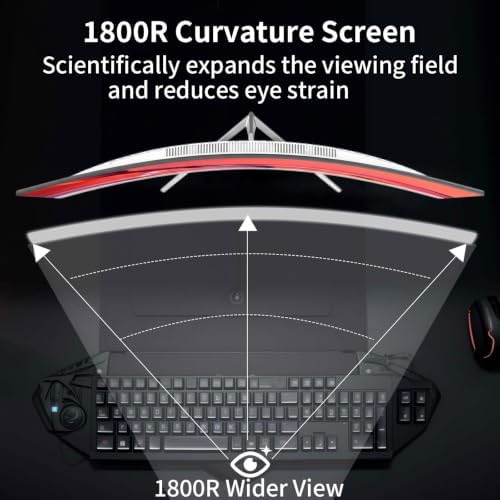 ZZA 27 Inch Curved Gaming Monitor 300Hz White Computer Monitor FHD 1080p - Image 3