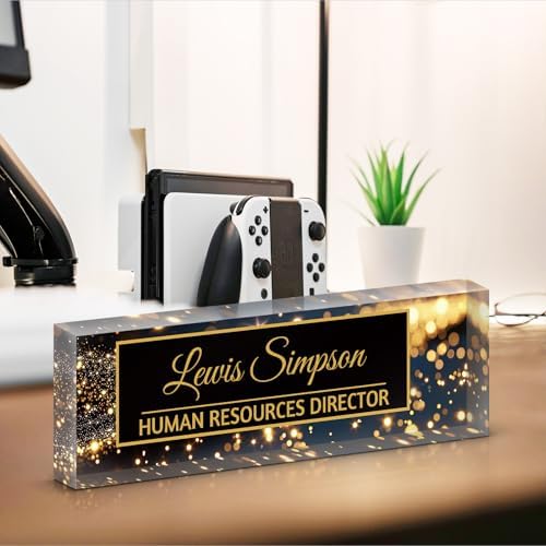 Custom Name Plate for Desk, Office Desk Double sided pattern Name Plate Personalized Office Desk Decor for Women and Men, Teacher Nurse Boss Employee Appreciation Gifts (starry sky, customization) - Image 6