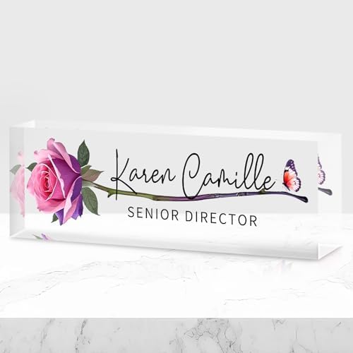 Custom Office Name Plate for Desk - Name Plate Personalized Gifts for Coworkers, Boss, Teacher, Social Worker - Acrylic Office Desk Decor for Women Men - Employee Appreciation Gifts (purple pink) by EveryBaositycraftsgiftisone-of-a-kind%E2%80%94exclusivelycraftedforyou