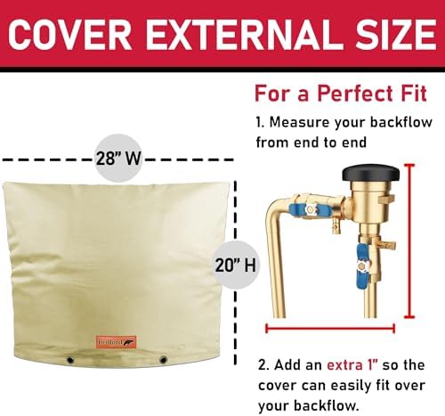 Redford Supply Co. Cold Snap (5°F) Backflow Preventer Insulation Cover, 28"W x 20"H, Pipe Insulation, Water Sprinkler Covers for Outside, Sprinkler Backflow Cover for Winter, Well Pump Bag (Beige) - Image 5