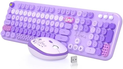 MOFII Keyboard and Mouse Wireless, 104 Keys Lovely Cute Colorful Typewriter by MOFII