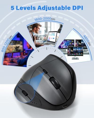 X45 Ergonomic Vertical Mouse, Bluetooth & Wireless Mice, Quiet Clicks - Image 6