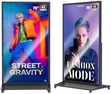 MWE 75 Inch Full Screen Digital Signage Display Monitor, Indoor Advertising Display Kiosk, 4K UHD, Split Screen, Android OS, WiFi, CMS Remote Management, for Retail Business by QIXZOCV