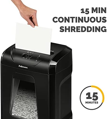Fellowes Powershred 12 Sheet Cross-Cut Paper Home Office Paper Shredder, 19.50" H x 9.69" W x 13.44" D - Image 6