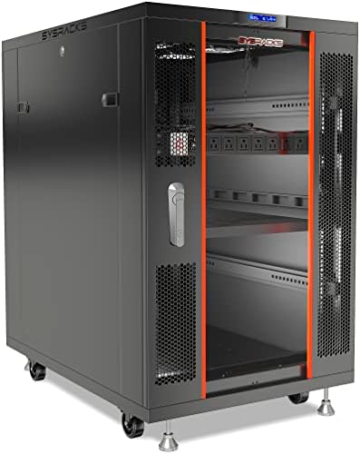 Sysracks 22U Floor Standing Rack Mount Server 39" Depth Deep Network Cabinet, Server Rack with Fan, Removable Side Panels, Locking Glass Door Computer Cabinet Enclosure Network Rack Case SRF 22.6.10 by SYSRACKS