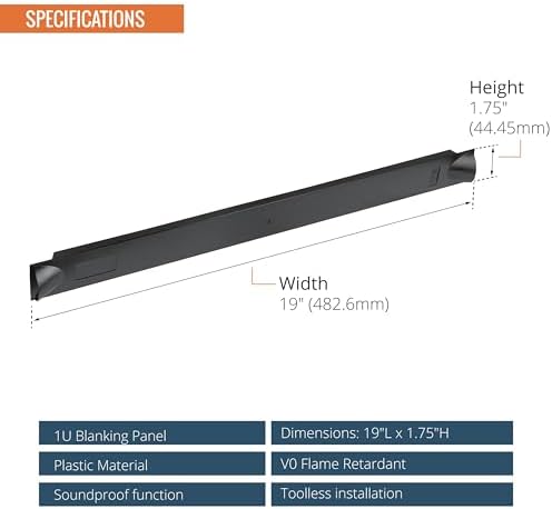 Tecmojo 1U Blank Panel, Plastic Rack Blank Panel, Rack Mount Plate for 19 in Server Rack Enclosure or Network Cabinet, Toolless Mounting, Black(10 Pack) - Image 2