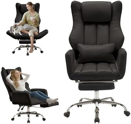 JOMEED Cross Legged Office Chair with Footrest,Flip Armrest,Black by JOMEED