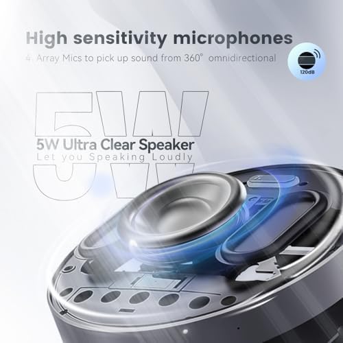 TONGVEO 2-in-1 Conference Speaker and Microphone, Daisy Chain Wireless Bluetooth Speakerphone with 360° omnidirectional mics USB/Dongle/Bluetooth Connection 18H Talk Time for 15-30 People Meeting - Image 4