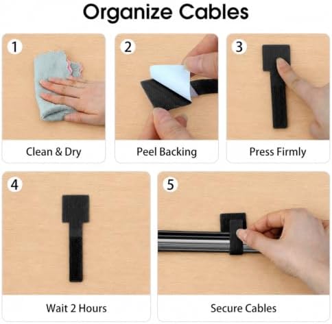 100 Pcs Cable Management Under Desk, Cable Ties, Cord Organizer Straps - Image 7