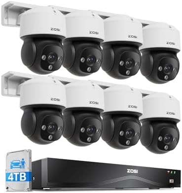 ZOSI C290 16CH 4K PoE Camera System, 8 x 8MP Pan Tilt Audio Camera, 4TB HDD by ZOSI