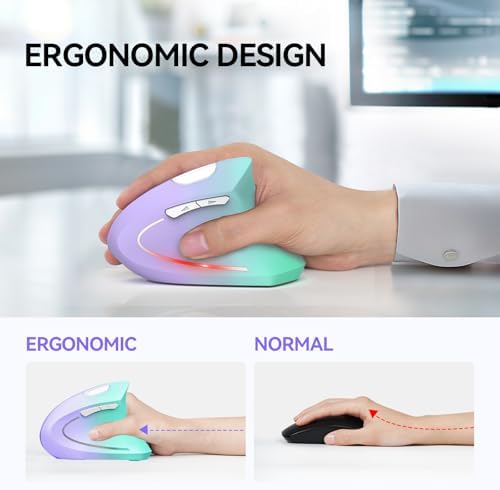 TECKNET Ergonomic Mouse, 4800 DPI Wireless Bluetooth Vertical, 3-Device - Image 5